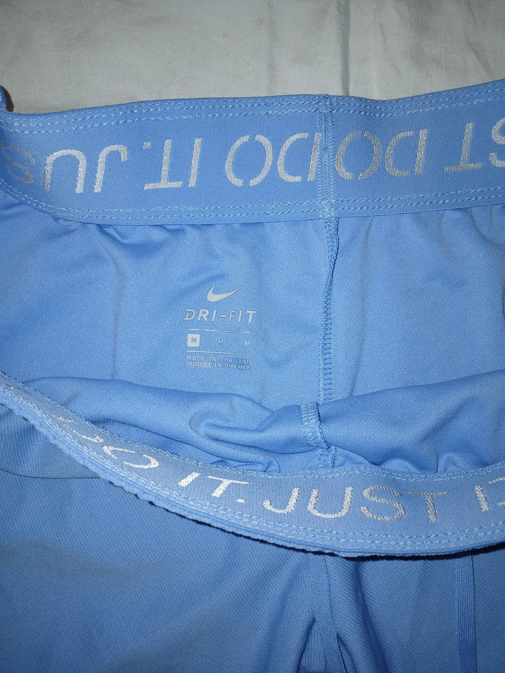 Nike Tempo Luxe Dri Fit Women’s Light Blue Athletic Shorts with White Swoosh